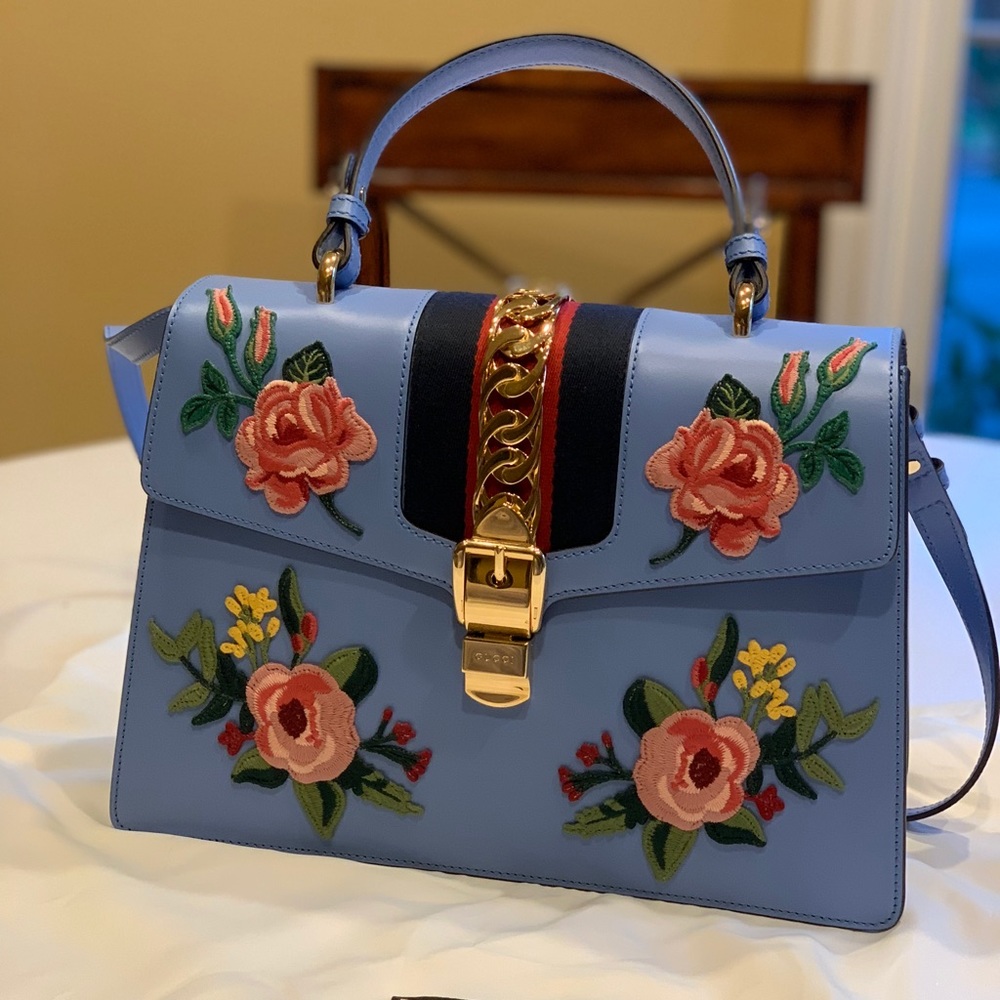 Gucci Embroidered Sylvie Handbag